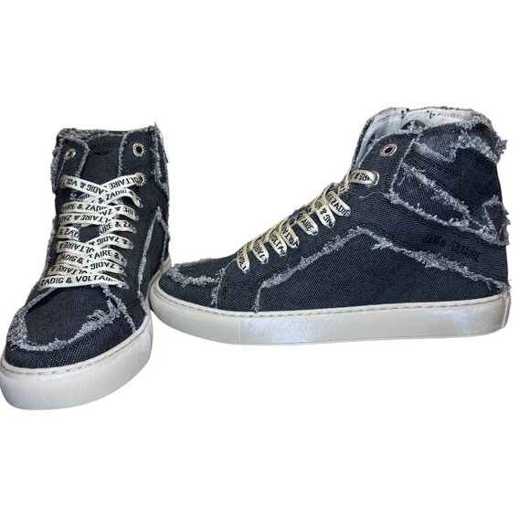 Zadig & Voltaire High Flash Canvas Noir Sneakers New in Box - Picture 6 of 11